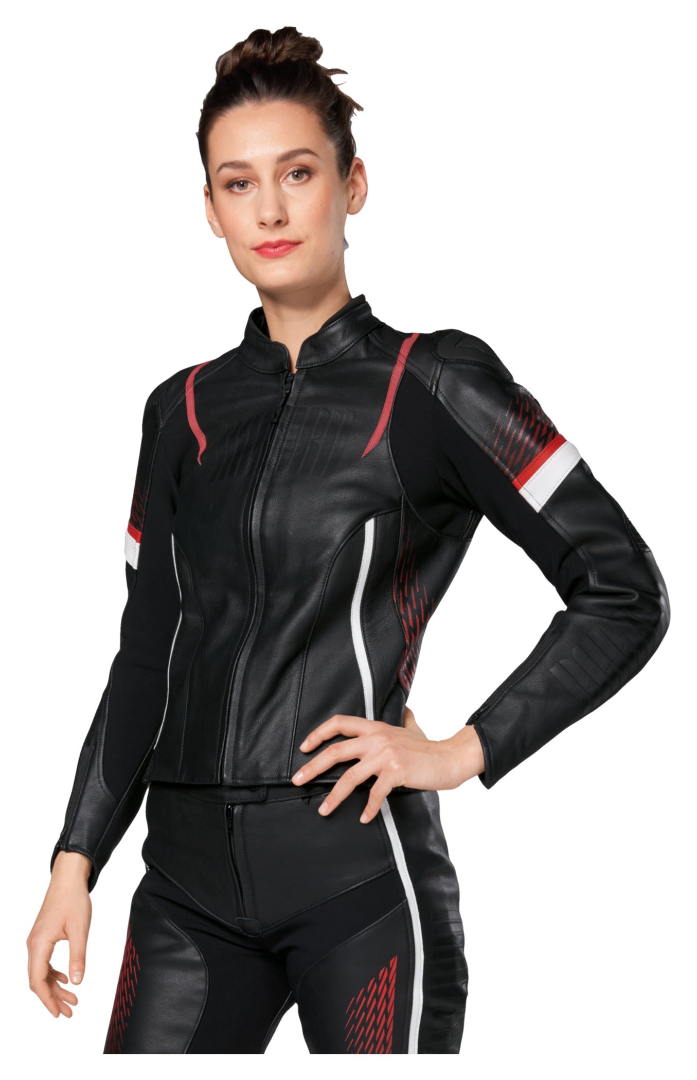 Geacă Moto Piele Damă C-21.04 Rekurv - Sportivă, Protecție AA