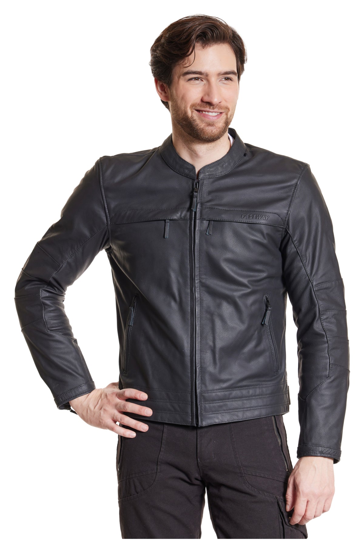 Geacă Moto Piele L-2201 Fastway - Clasic, Robustă, Protecție