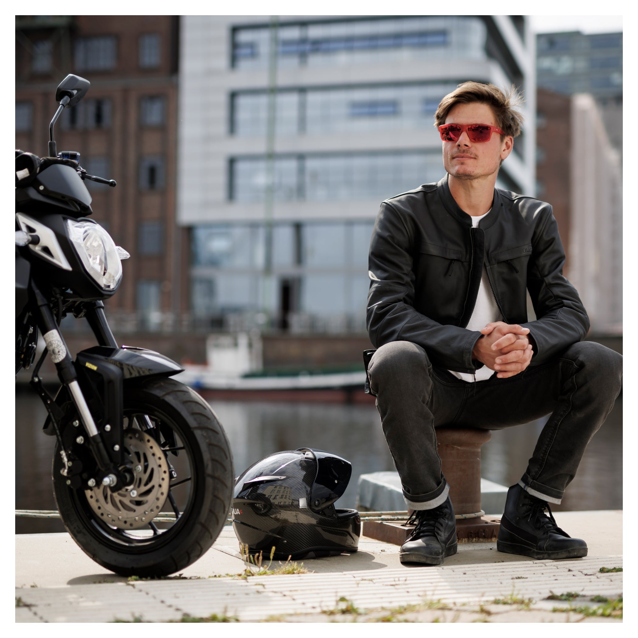 Geacă Moto Piele L-2201 Fastway - Clasic, Robustă, Protecție