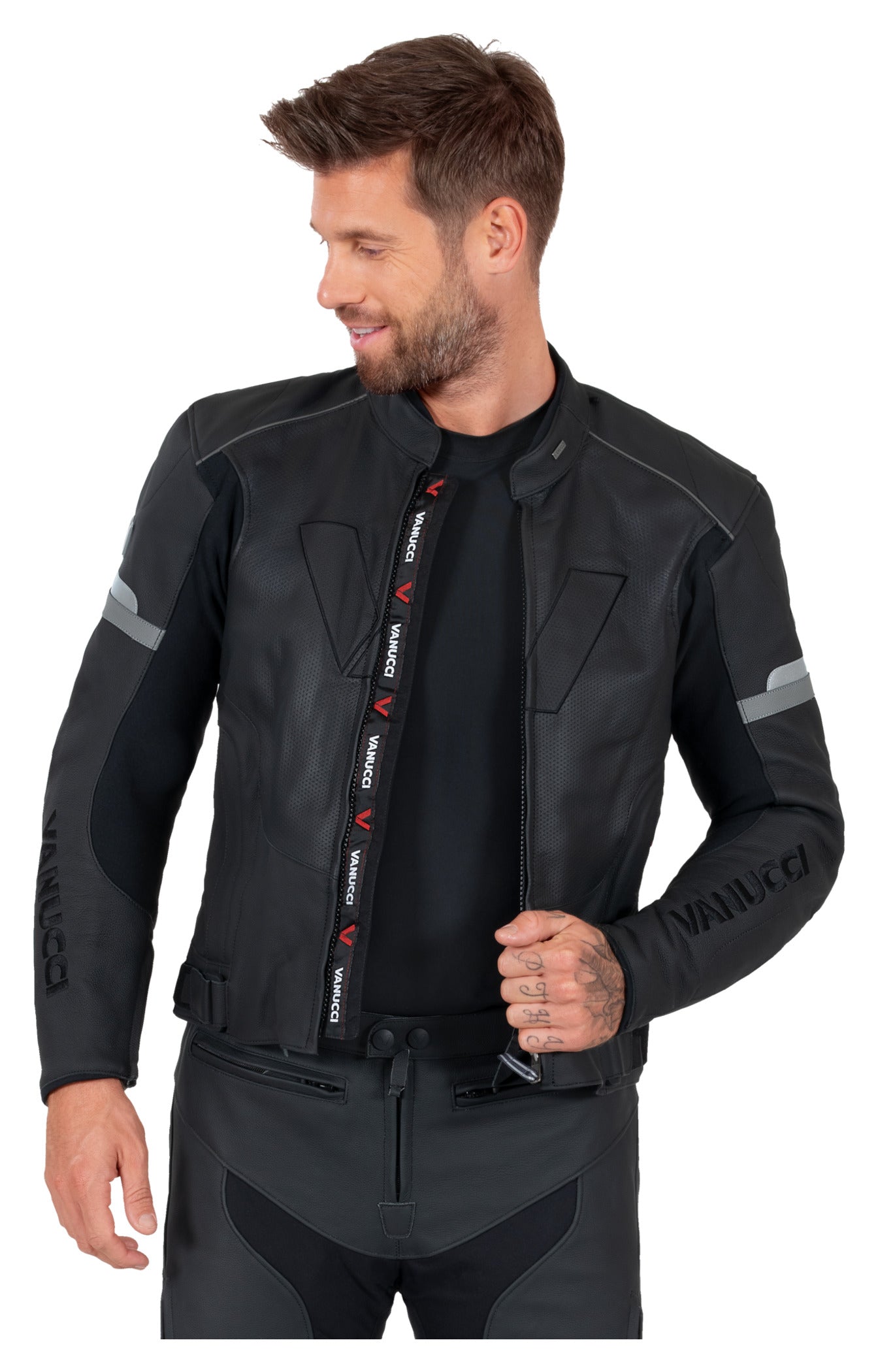 Geacă Moto Piele Vanucci VSJ-2 - Sportivă, Dinamică, Protecție AA