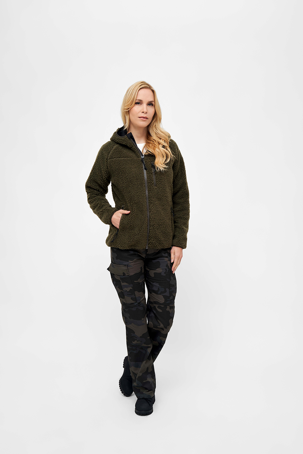 Geaca Teddyfleece Hooded Olive Dama Brandit - Confort Desavarsit