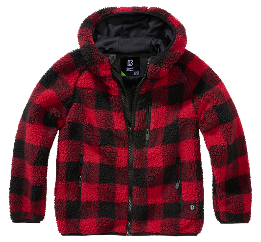 Geaca Teddyfleece Hooded Red/Black Checkered Copii Brandit - Caldura si Confort