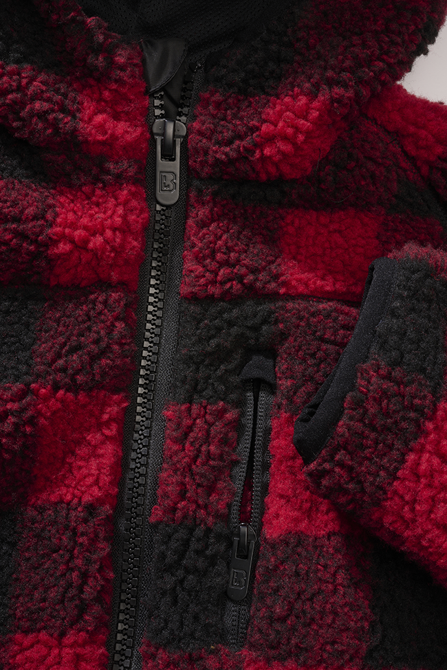 Geaca Teddyfleece Hooded Red/Black Checkered Copii Brandit - Caldura si Confort