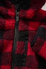 Geaca Teddyfleece Hooded Red/Black Checkered Copii Brandit - Caldura si Confort