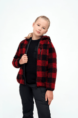 Geaca Teddyfleece Hooded Red/Black Checkered Copii Brandit - Caldura si Confort