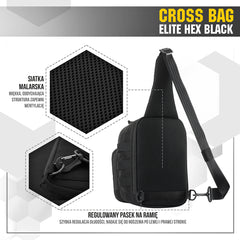 Geantă Cross Bag Elite Hex M-Tac - Neagră, Tactică, EDC, Armă Ascunsă