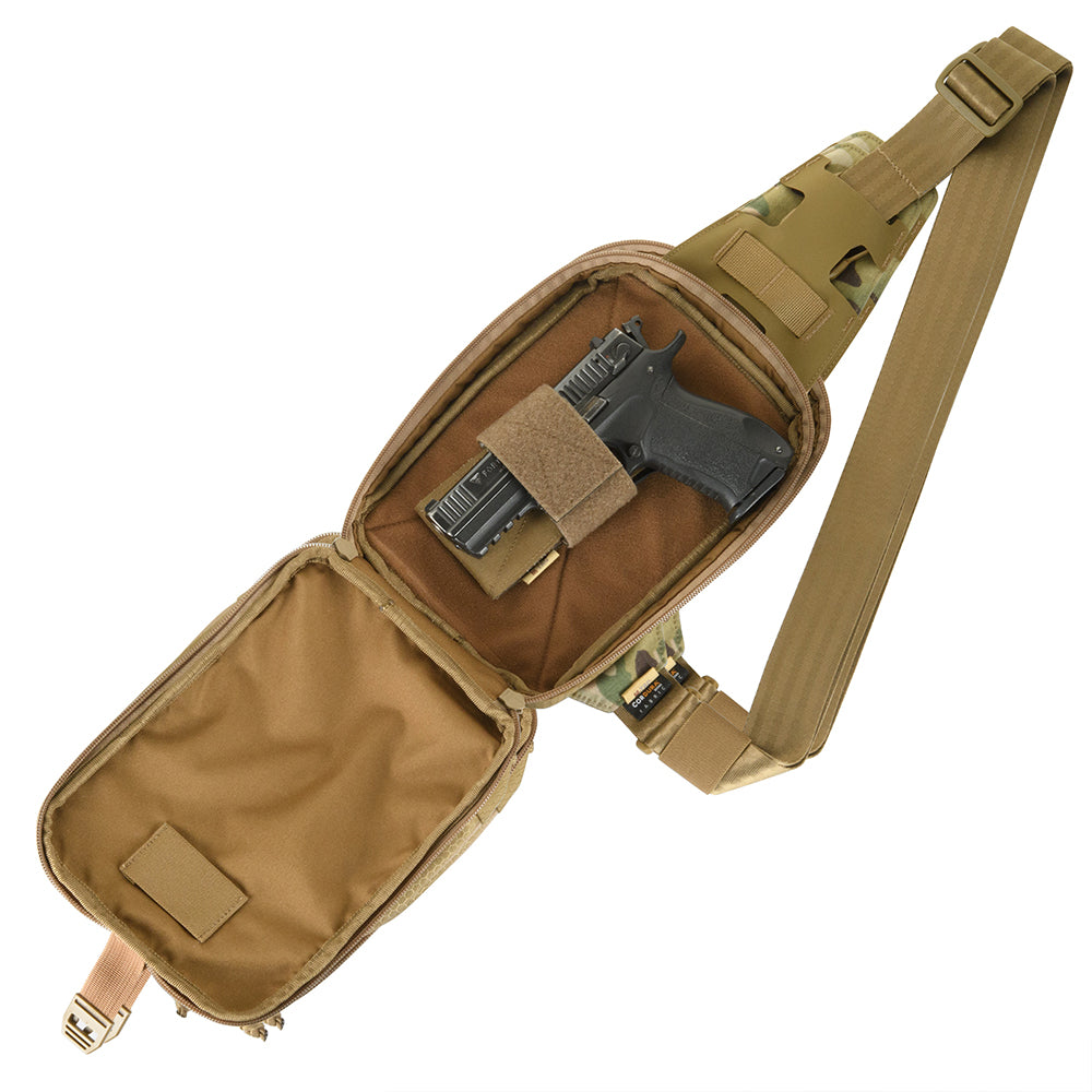 Geantă Pistol Sling Elite Hex M-Tac - Camuflaj & Coyote, Velcro