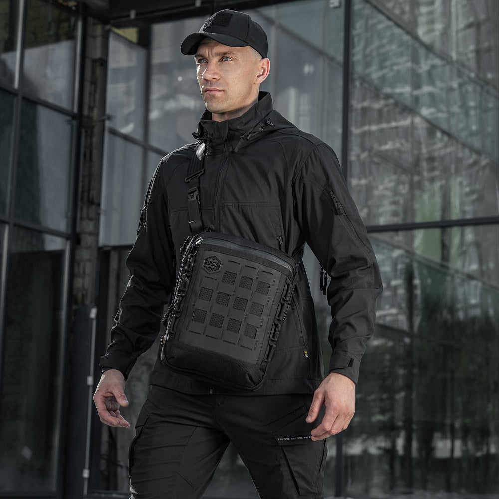 Geantă Tabletă M-Tac Laser Cut Hex - Negru, Sistem Rapid Acces