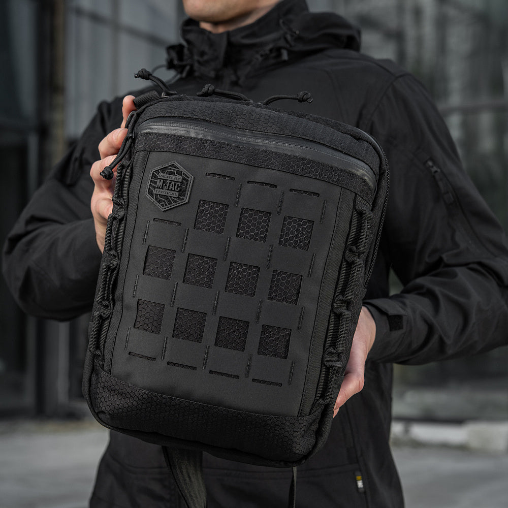 Geantă Tabletă M-Tac Laser Cut Hex - Negru, Sistem Rapid Acces