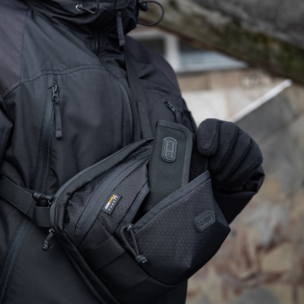 Geantă tactic Sphaera Hex Hardsling M-Tac - Negru, Orizontală
