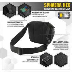 Geantă tactic Sphaera Hex Hardsling M-Tac - Negru, Orizontală