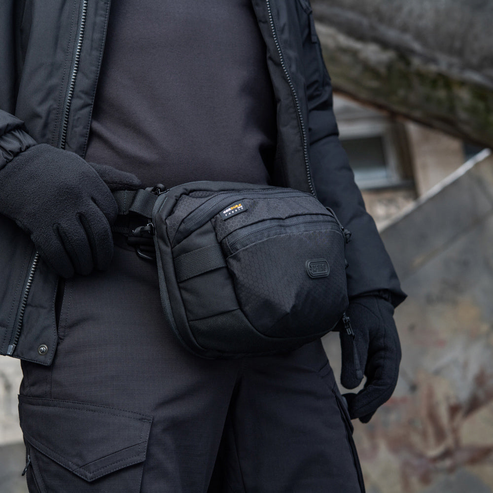 Geantă tactic Sphaera Hex Hardsling M-Tac - Negru, Orizontală