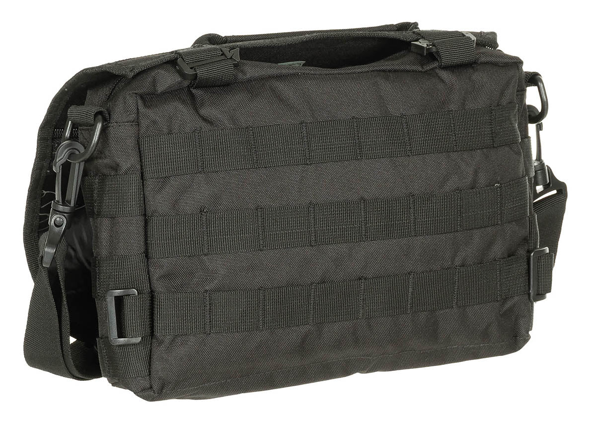 Geantă de Umăr Tactică MOLLE Negru MFH - Curea Detasabilă, Compartiment Hărți