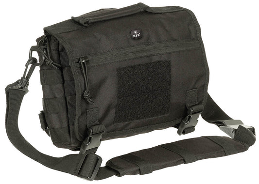 Geantă de Umăr Tactică MOLLE Negru MFH - Curea Detasabilă, Compartiment Hărți