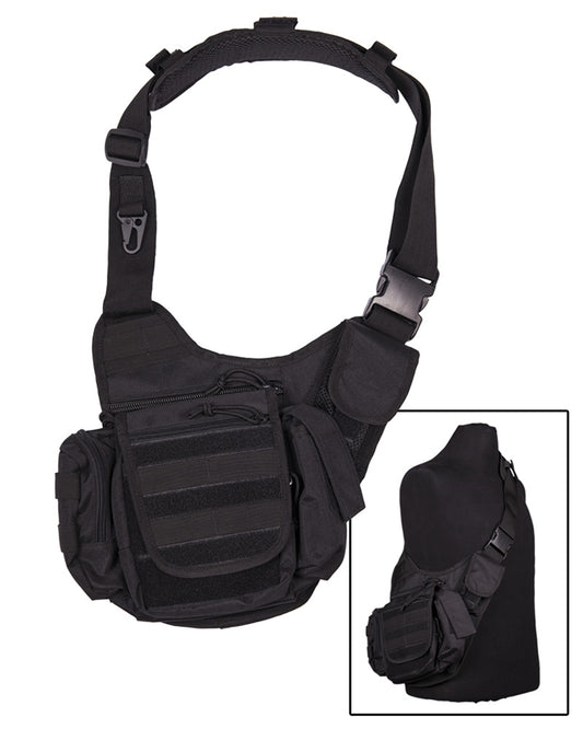 Geantă Sling Mil-Tec – MOLLE, Poliester Acoperit PVC, Neagră