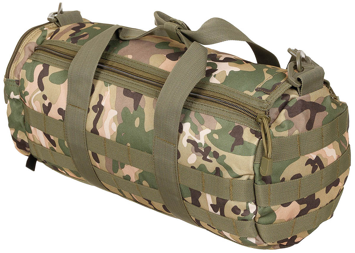 Geantă tactic rotundă MOLLE Operation Camo MFH - Bretea Detașabilă, Buzunare Laterale