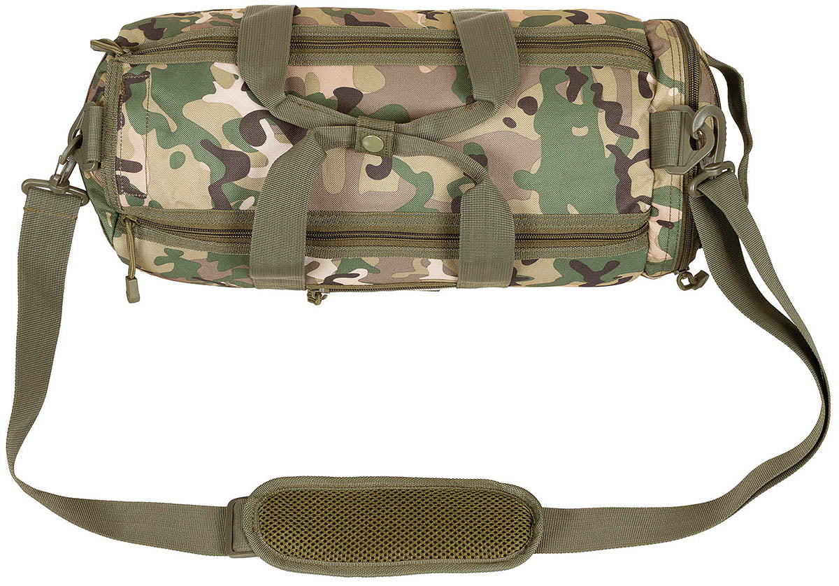 Geantă tactic rotundă MOLLE Operation Camo MFH - Bretea Detașabilă, Buzunare Laterale
