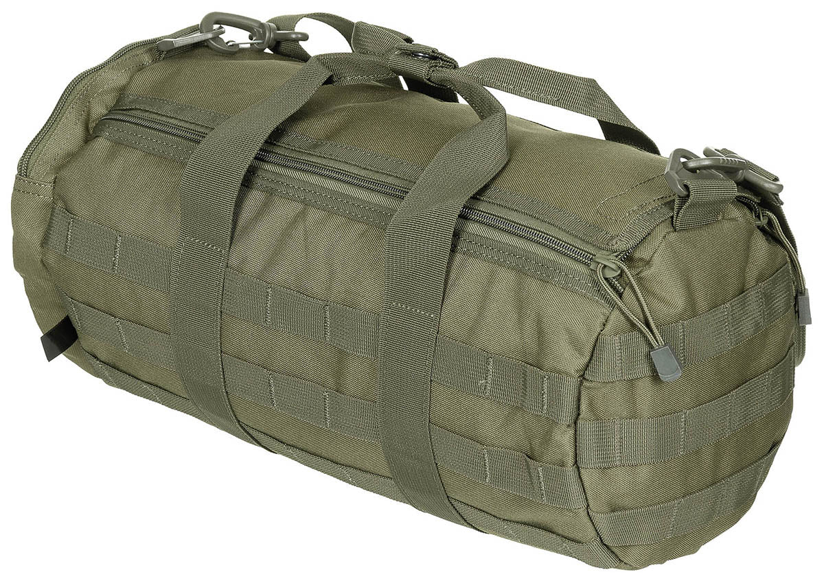 Geantă Tactică Rotundă MOLLE Oliv MFH - Bretea Detașabilă, Fermoar Dublu
