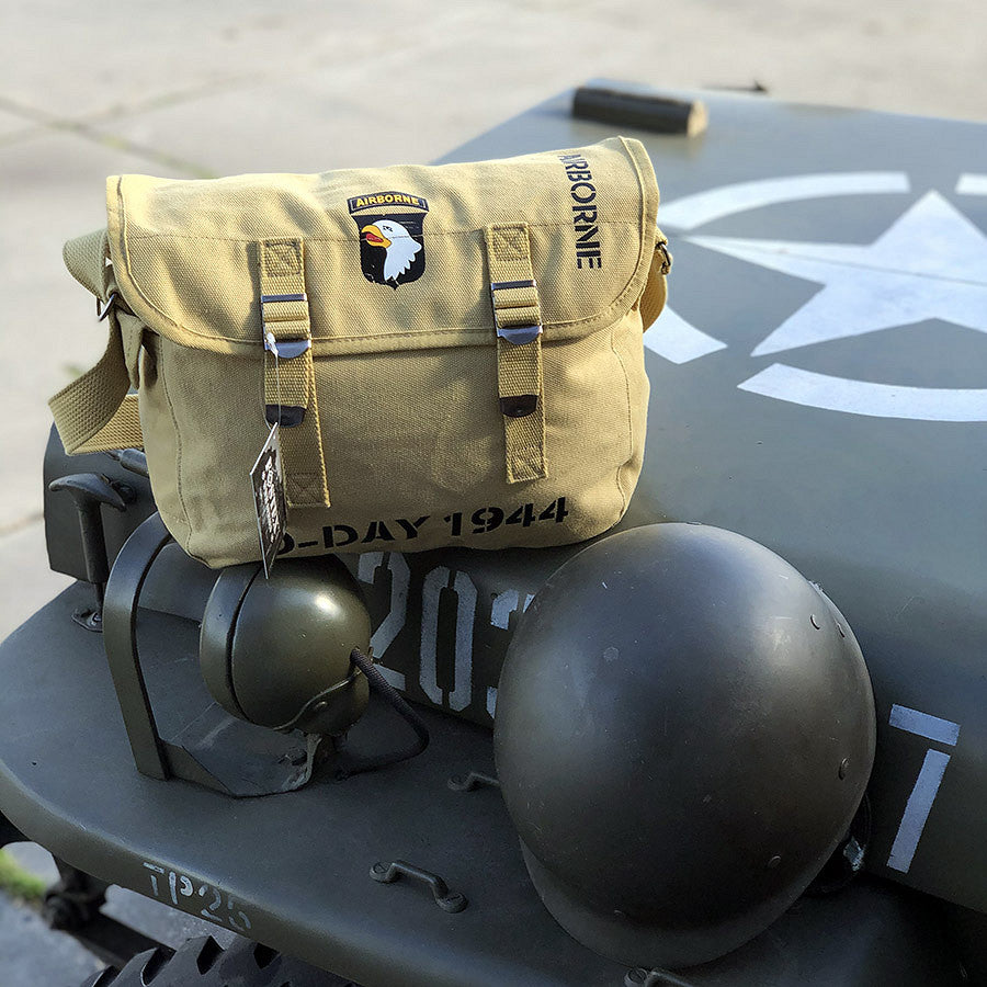Geantă Umăr 101st Airborne D-Day Khaki Fostex - Moștenire Autentică