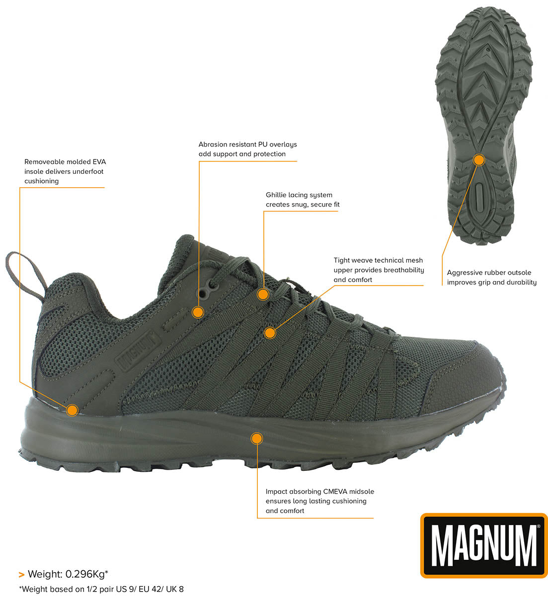 Ghete Joase Storm Trail Lite Oliv Magnum - Ușoare, Talpă Antiderapantă
