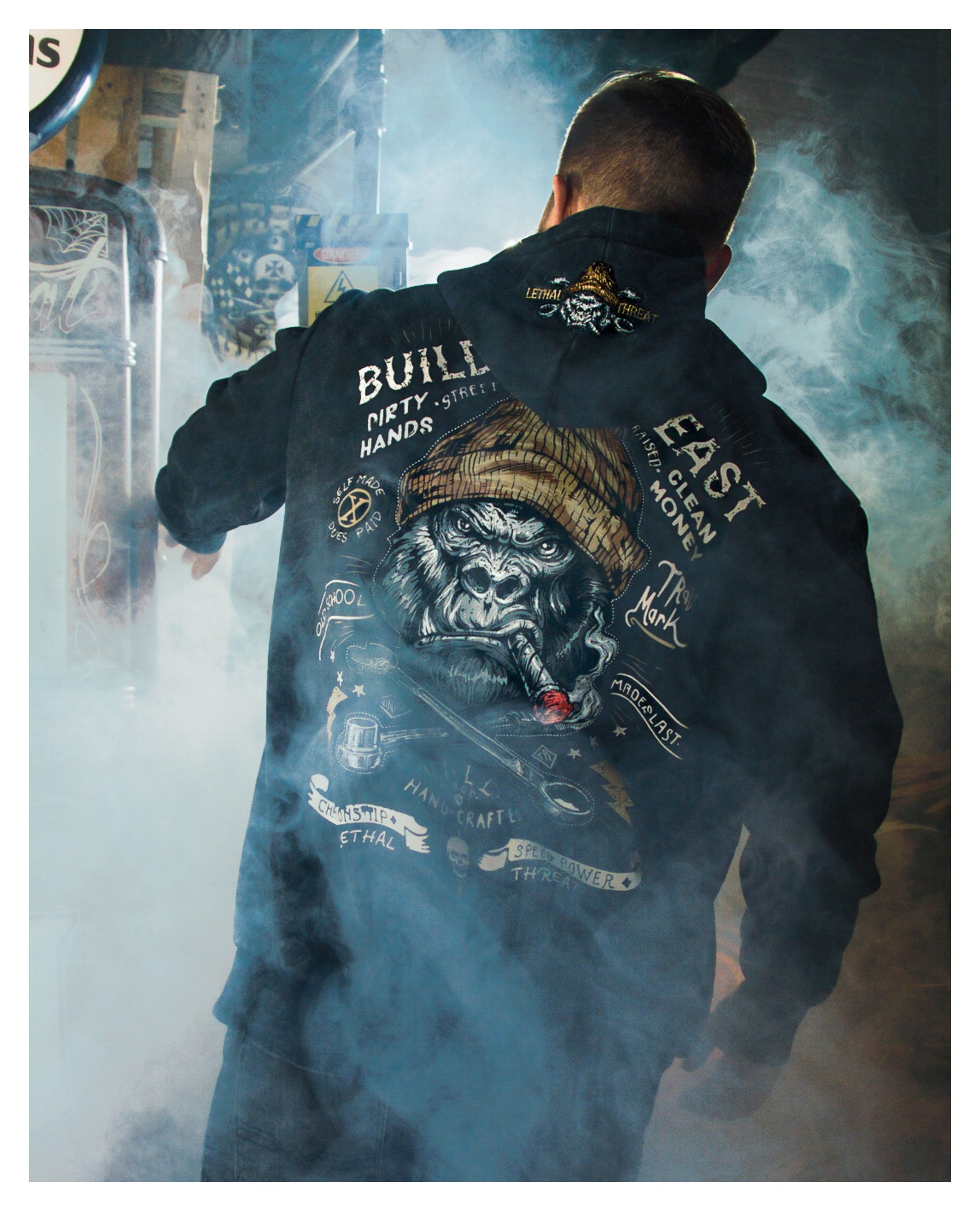 Hanorac cu glugă Build Your Beast Lethal Threat - Bumbac, Motiv Gorilla