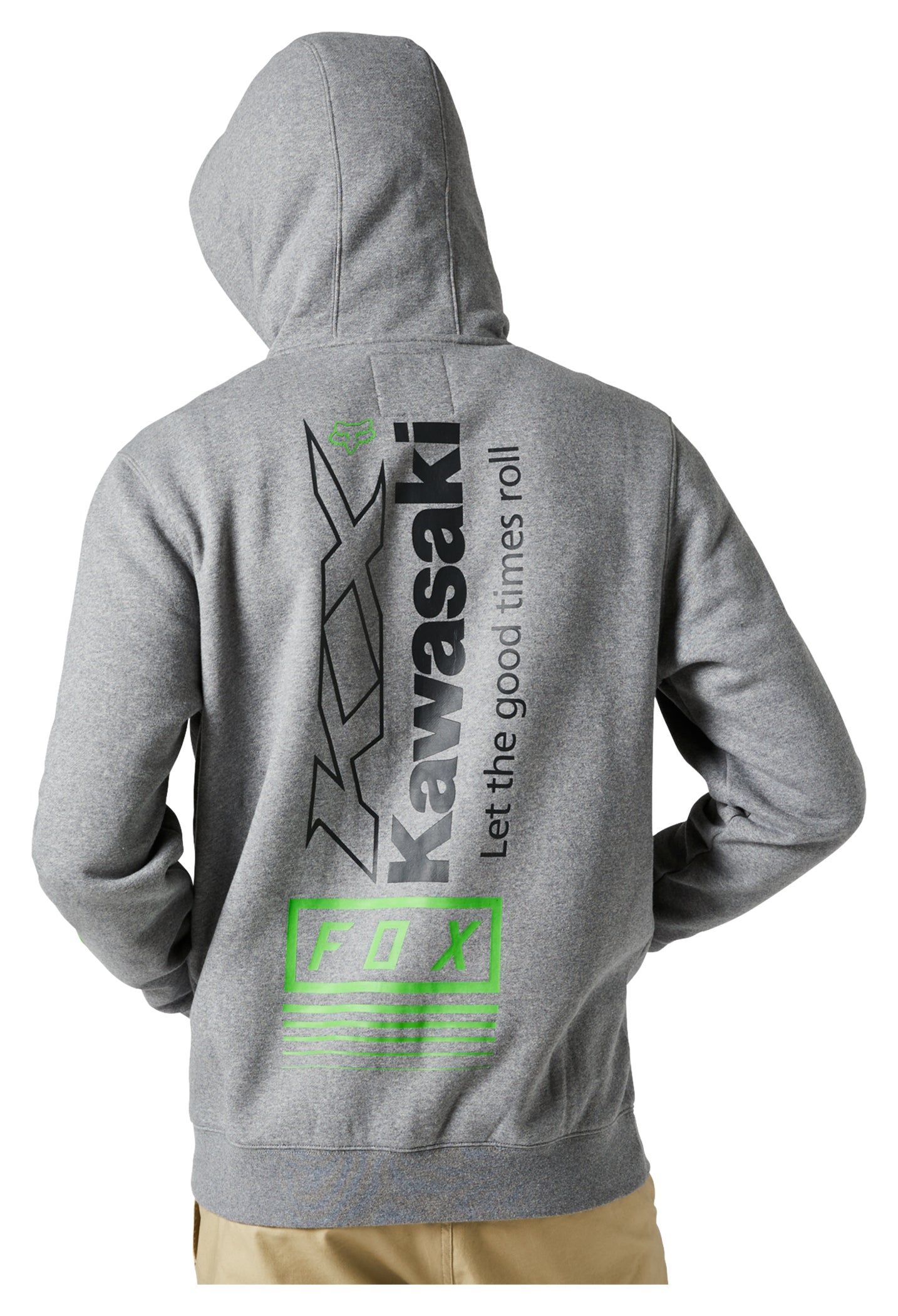 Hanorac cu Glugă Fox Kawasaki Kawi - Fleece Moale, Licențiat Oficial