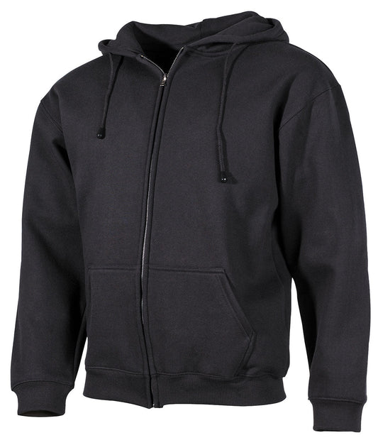 Hanorac cu Glugă și Fermoar Negru MFH - 340 g/m², 60% Bumbac
