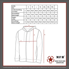 Hanorac cu Glugă și Fermoar Negru MFH - 340 g/m², 60% Bumbac
