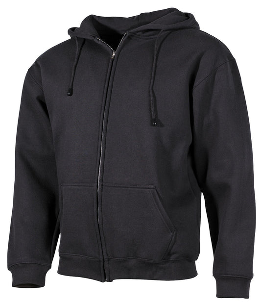 Hanorac cu Glugă și Fermoar Negru MFH - 340 g/m², 60% Bumbac