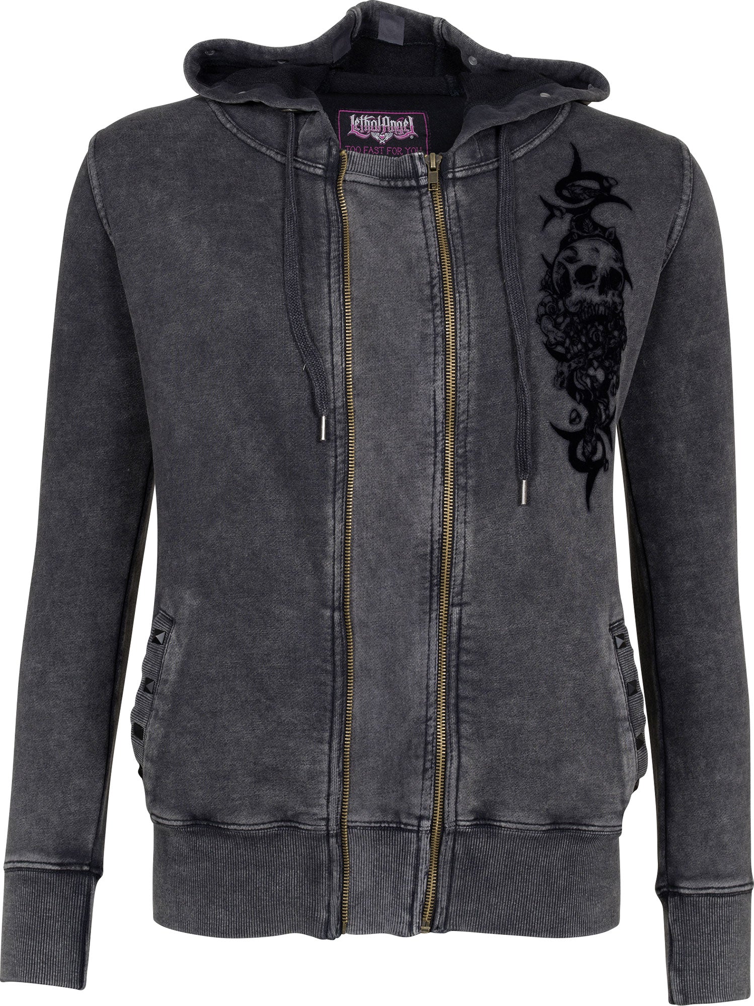Hanorac Damă Crossbones Lethal Angel - Stil Rebel, Dublu Fermoar