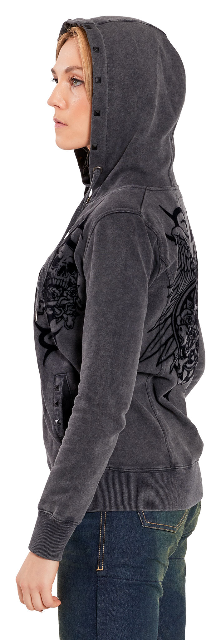 Hanorac Damă Crossbones Lethal Angel - Stil Rebel, Dublu Fermoar