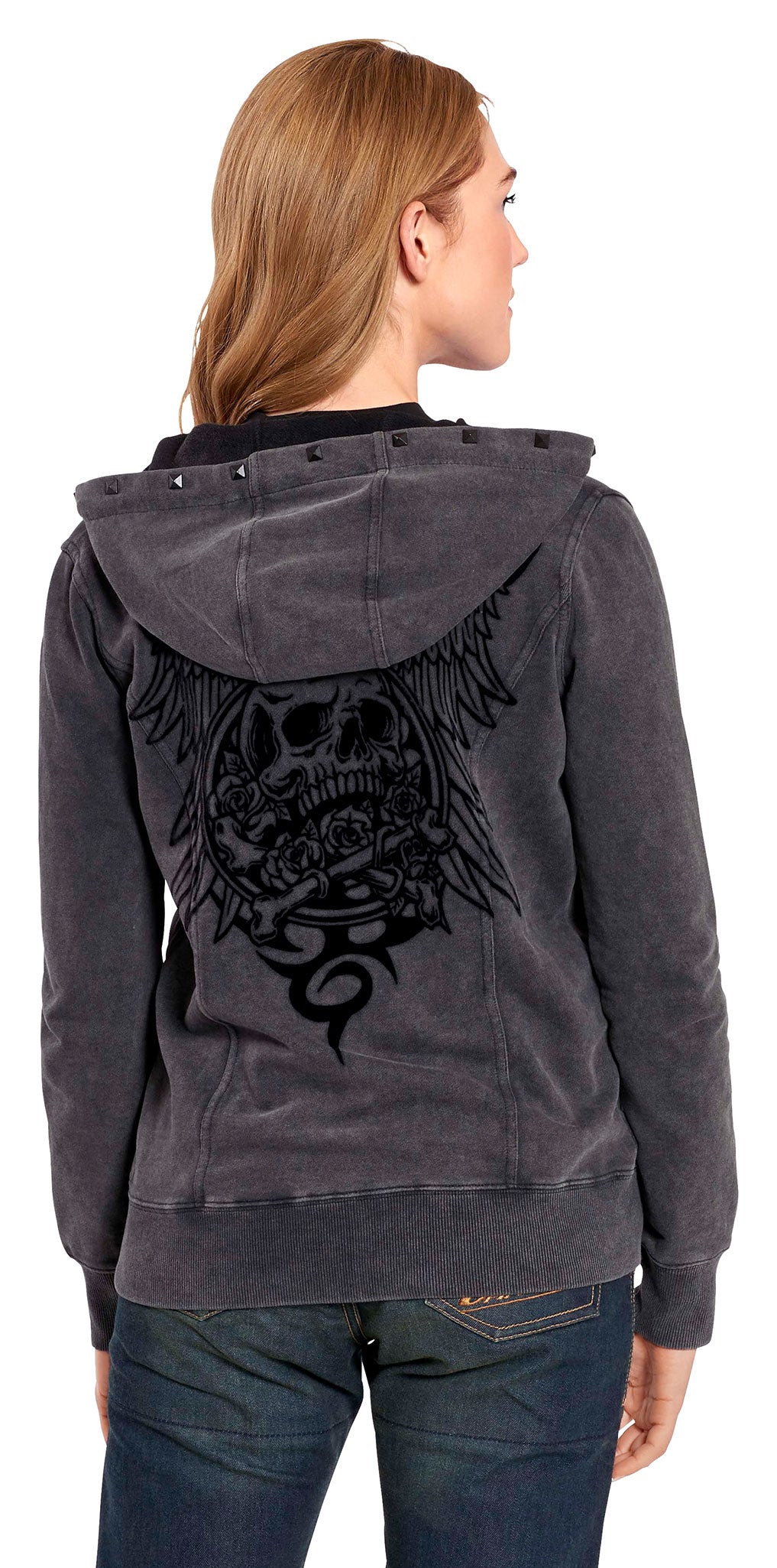 Hanorac Damă Crossbones Lethal Angel - Stil Rebel, Dublu Fermoar