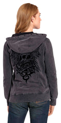 Hanorac Damă Crossbones Lethal Angel - Stil Rebel, Dublu Fermoar