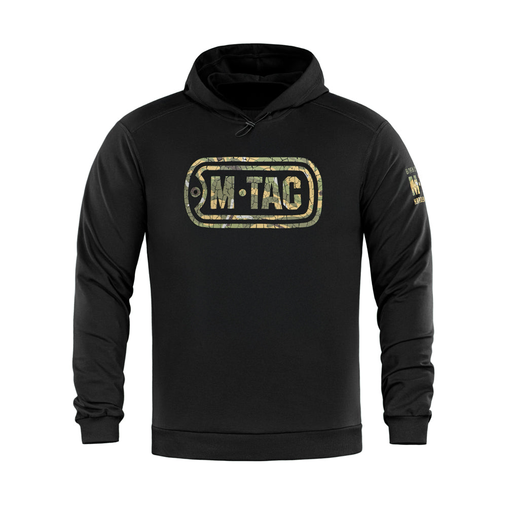 Hanorac Logo M-Tac - Negru Camuflaj cu Mesaj Tactic