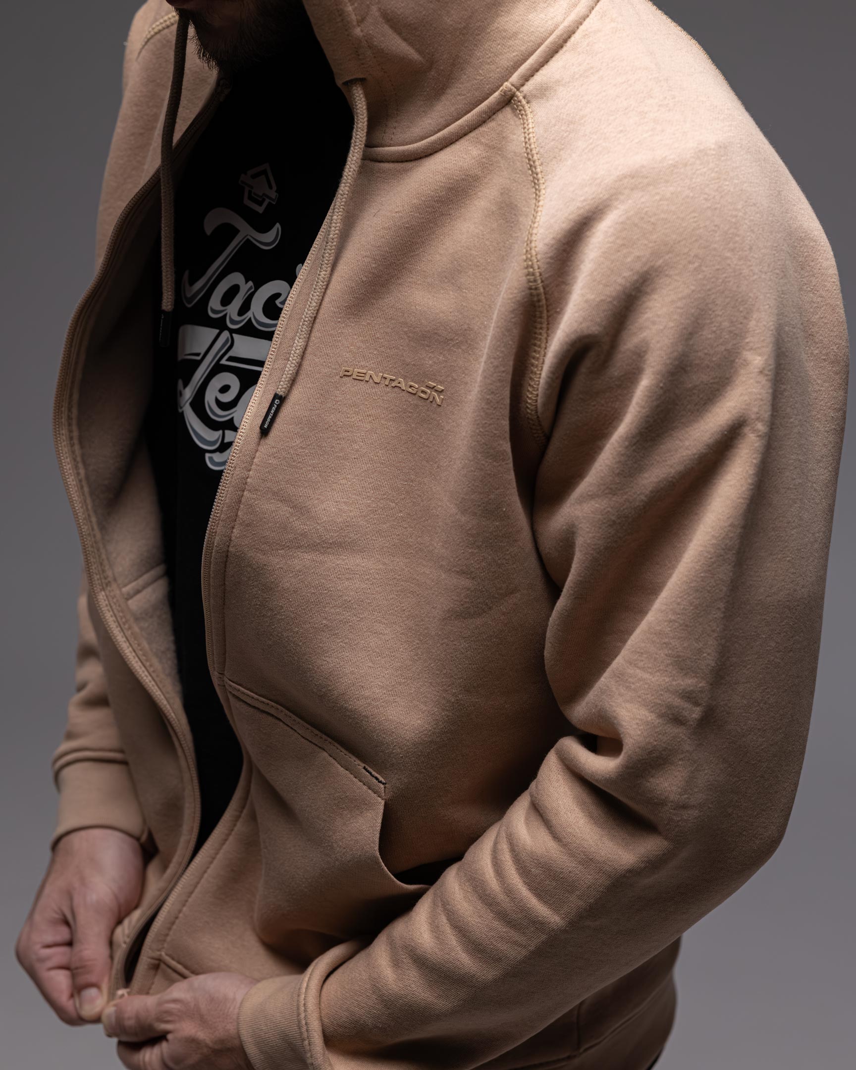 Hanorac Phaeton Hood Zip Sweater | -Zip Tan Brown Pentagon Tactical - Discreție și Versatilitate Urbană