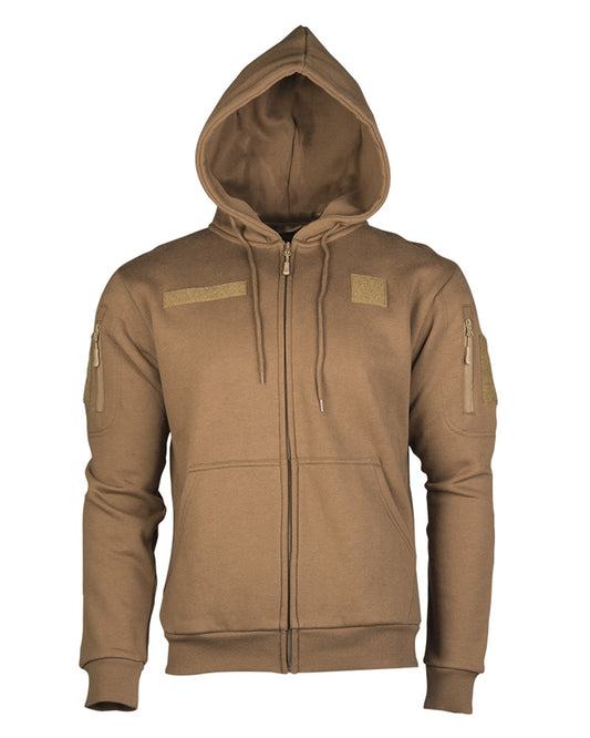Hanorac Tactic Mil-Tec cu Fermoar – 60% Bumbac, Glugă Reglabilă, Dark Coyote