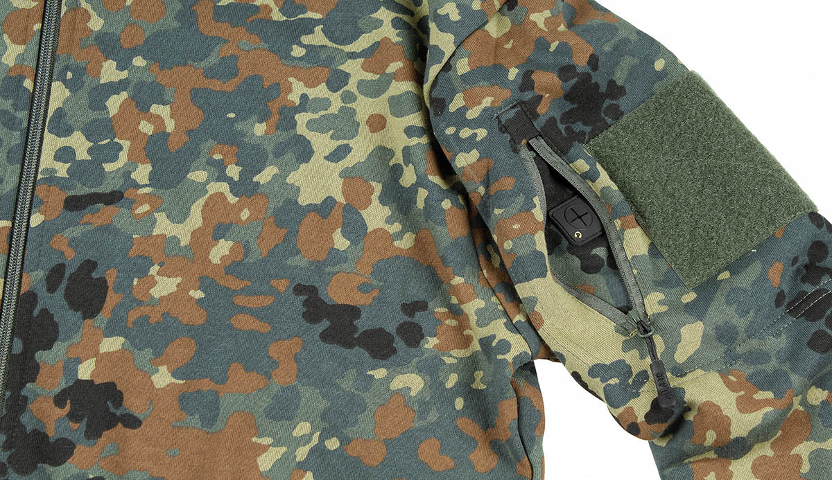 Hanorac "Tactical" Flecktarn BW camo MFH - Fermoar frontal, Buzunare braț