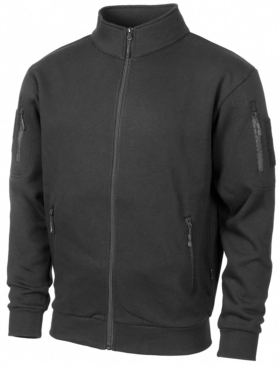 Hanorac Tactical Negru MFH - Fermoar Frontal, Buzunare Braț