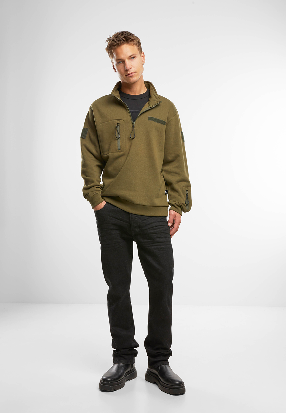 Hanorac Tactical Sweat Troyer Olive Brandit - Caldura si Mobilitate