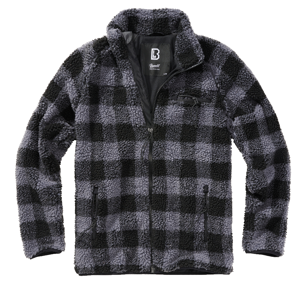 Hanorac Teddyfleece Black/Grey Gingham Brandit - Caldura si Stil Autentic