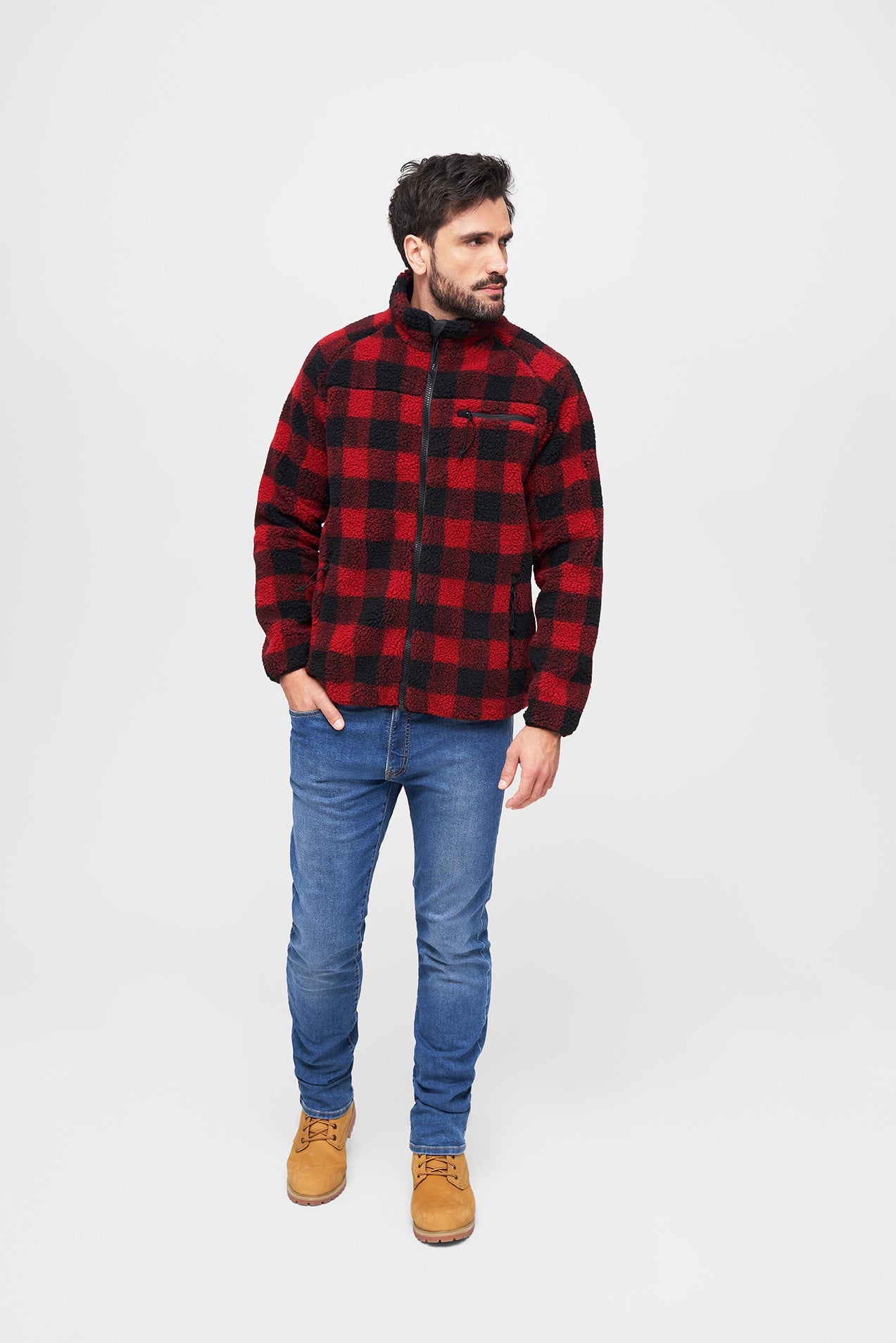 Hanorac Teddyfleece Red/Black Checkered Brandit - Caldura si Mobilitate