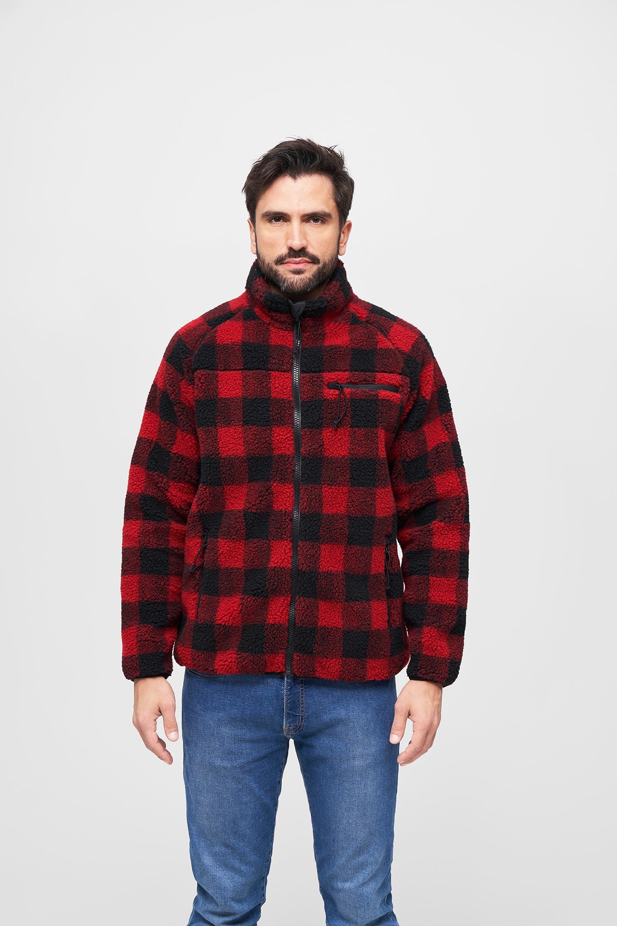 Hanorac Teddyfleece Red/Black Checkered Brandit - Caldura si Mobilitate