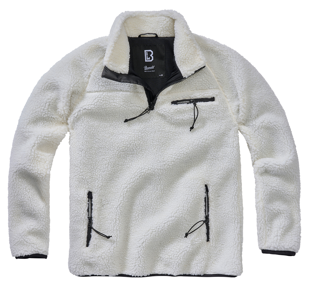 Hanorac Teddyfleece Troyer Alb Brandit - Caldura Suprema