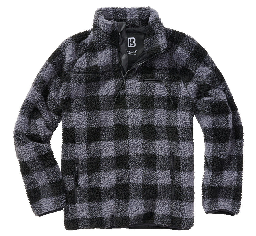 Hanorac Teddyfleece Troyer Black/Grey Gingham Brandit - Caldura si Mobilitate