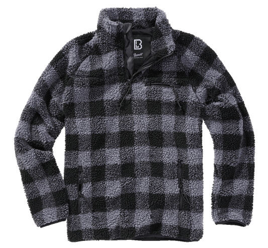 Hanorac Teddyfleece Troyer Black/Grey Gingham Brandit - Caldura si Mobilitate