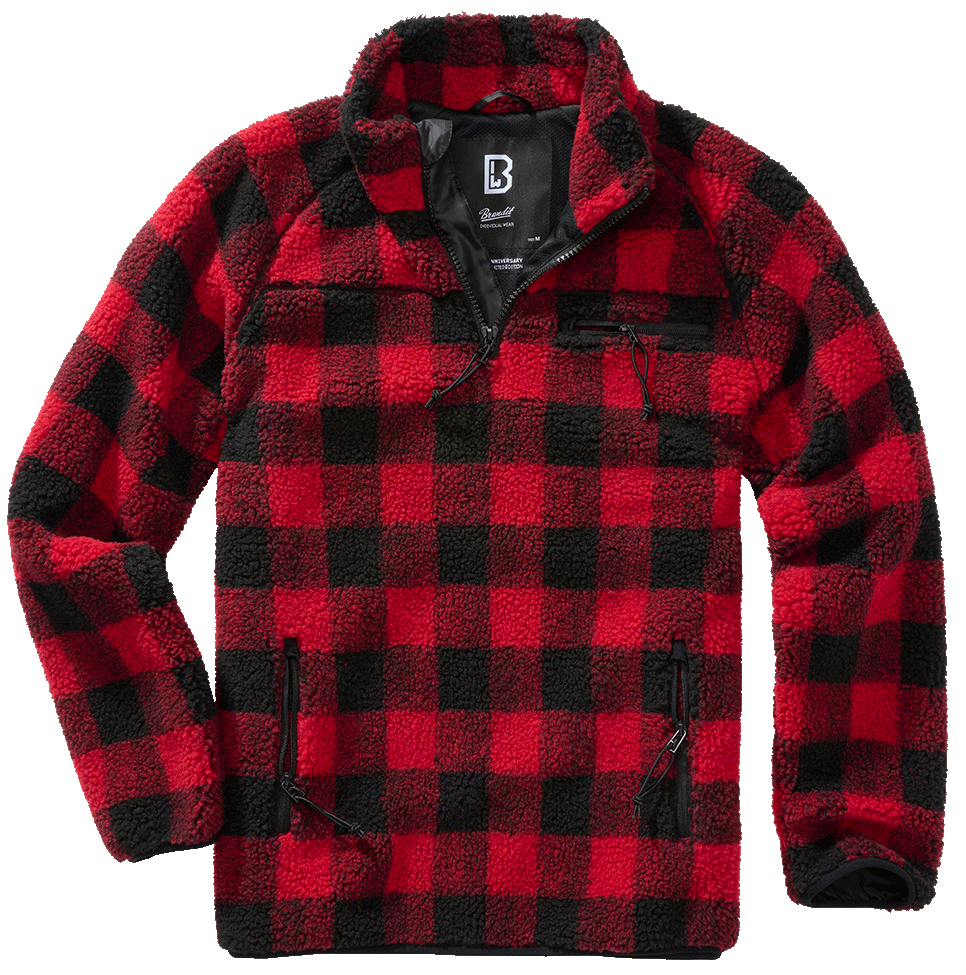 Hanorac Teddyfleece Troyer Red/Black Checkered Brandit - Caldura Esentiala