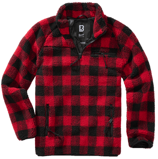 Hanorac Teddyfleece Troyer Red/Black Checkered Brandit - Caldura Esentiala