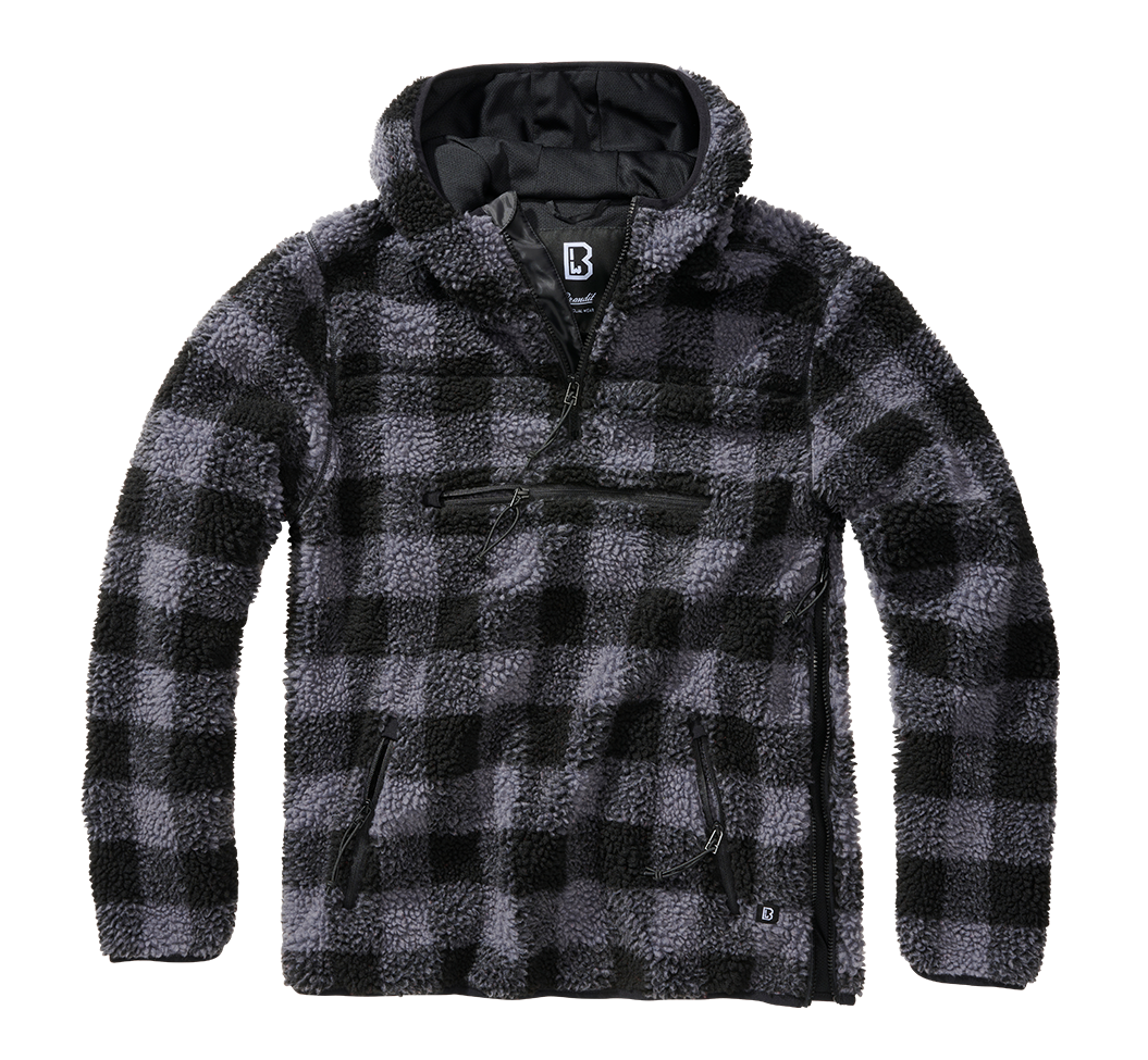 Hanorac Teddyfleece Worker Black/Grey Gingham Brandit - Caldura Esentiala