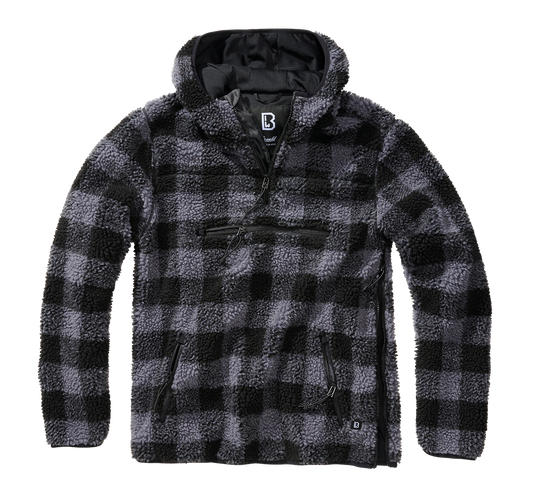 Hanorac Teddyfleece Worker Black/Grey Gingham Brandit - Caldura Esentiala