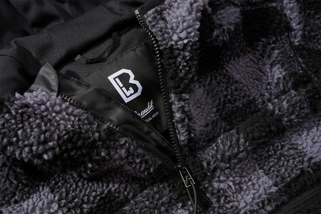 Hanorac Teddyfleece Worker Black/Grey Gingham Brandit - Caldura Esentiala
